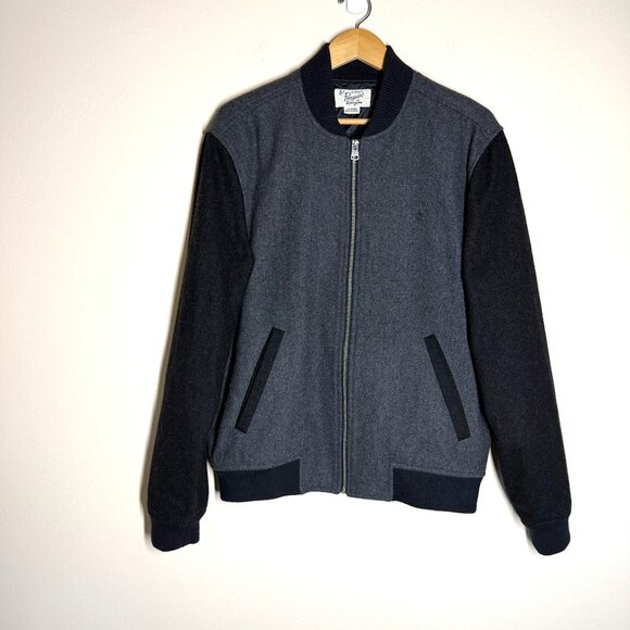 Penguin Full Zip Wool Bomber Jacket Mens Size XL Normcore Classic Varsity Gray - Picture 2 of 11